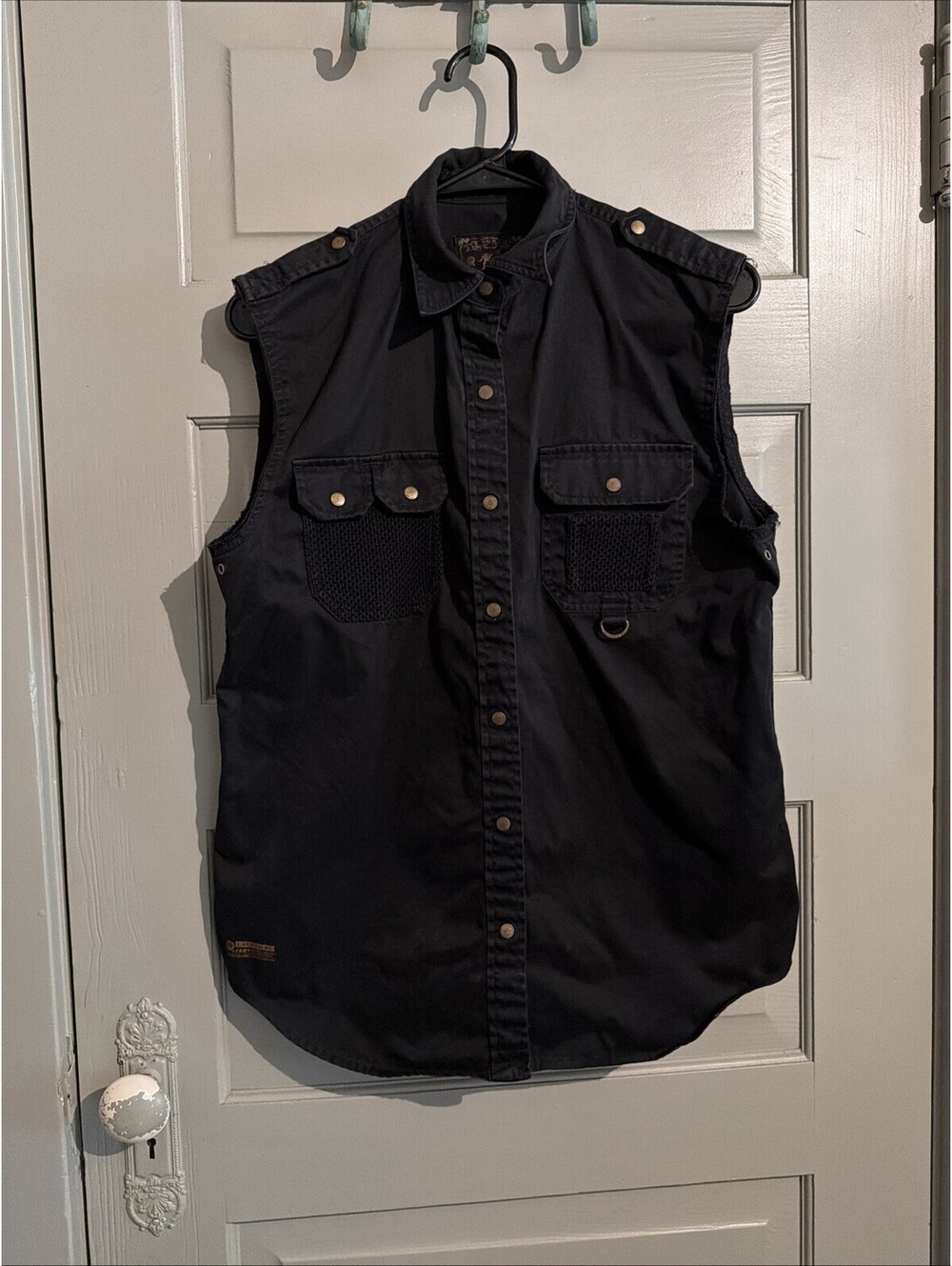 Vintage Ralph Lauren Safari Outfitters Vest Medium Snap Front Cotton Black